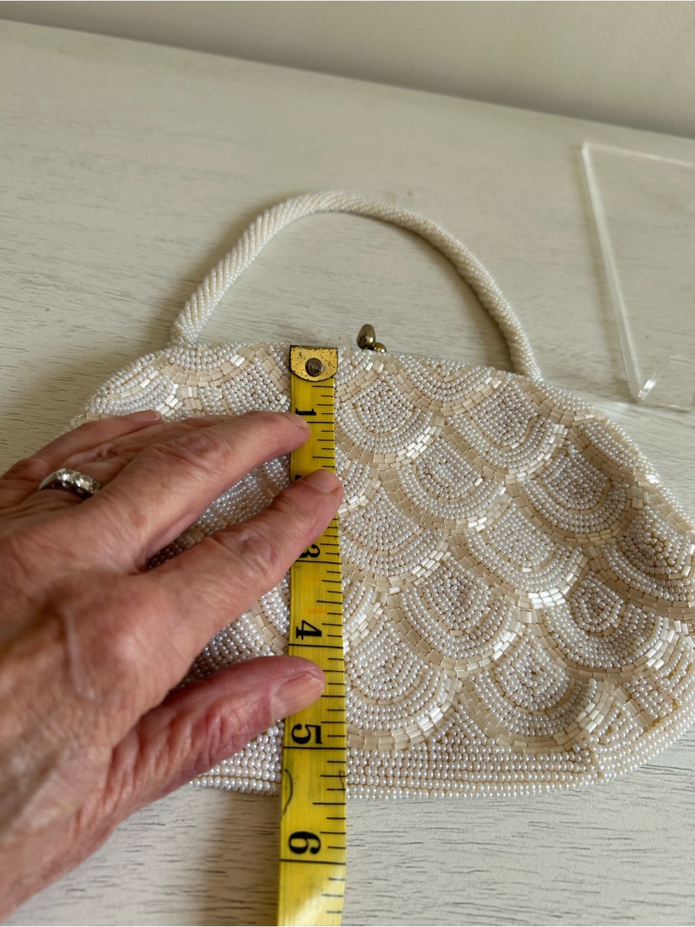Elegant Ivory Beaded Handbag - Women Bags - Picture 5 of 8